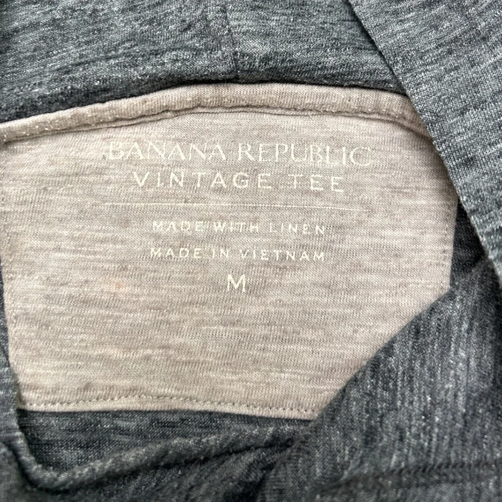 Banana Republic Mens Linen Blend Heathered Pullover Hoodie Size M Charcoal Grey